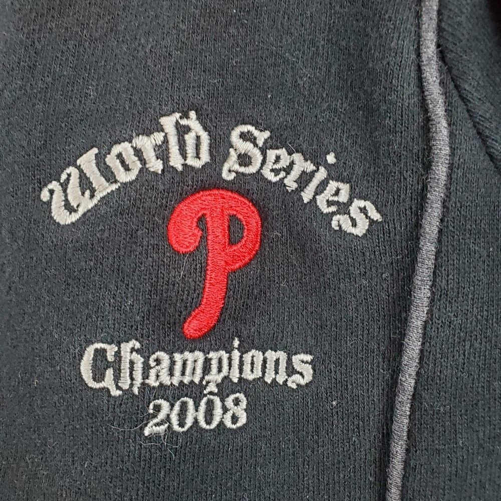 Antigua Jacket Philadelphia Phillies Women Sz L Black 2008 World Series Full Zip