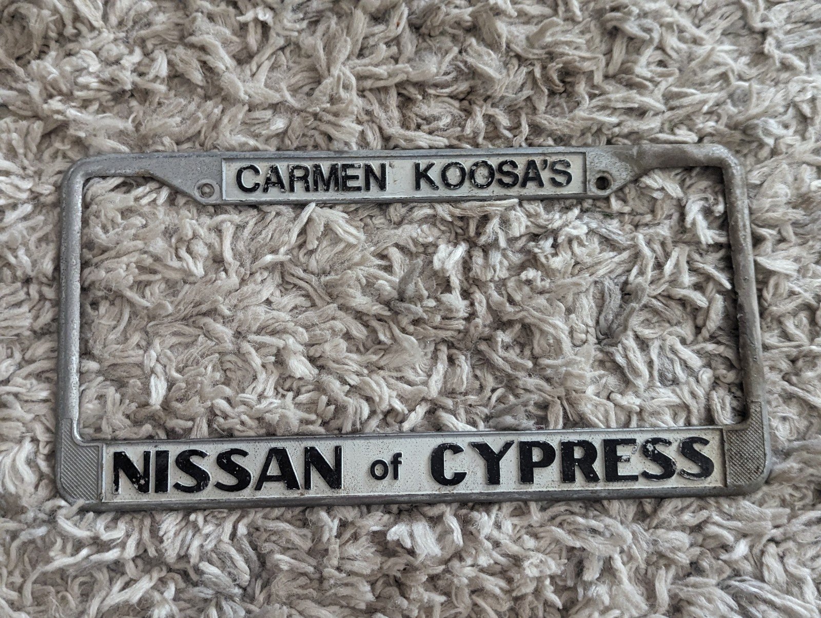 RARE Carmen Koosa's Nissan Of Cypress California SoCal Metal License Plate Frame