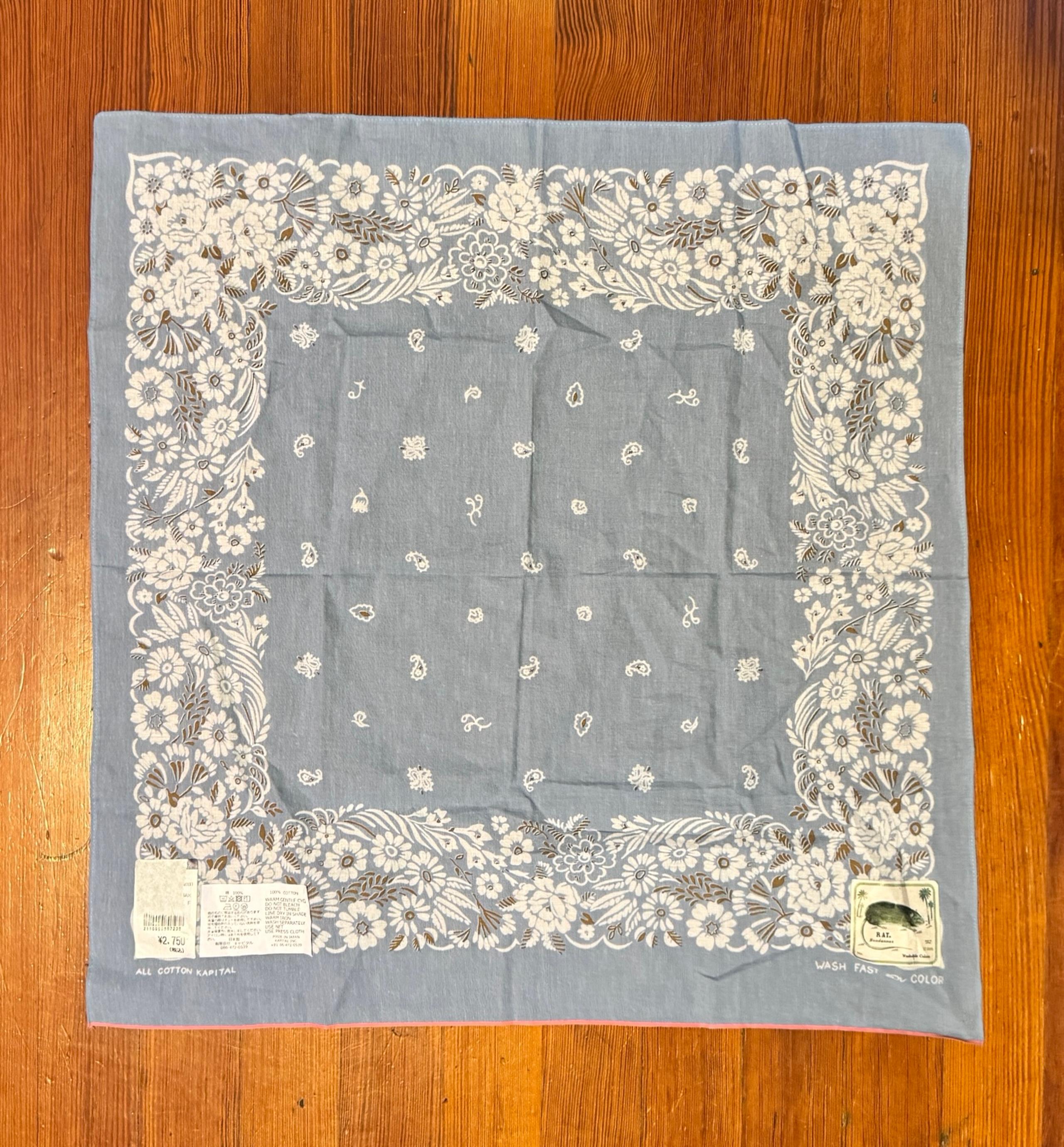 New Kapital Fast Color Selvedge Bandana Garden Print Floral Rat Ban Japan Cotton