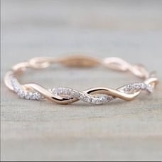 New 18K Rose Gold Twist Halo Ring