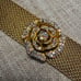 Vintage Kirks Folly Gold Tone Mesh Bracelet with AB Rhinestone Rose