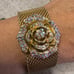 Vintage Kirks Folly Gold Tone Mesh Bracelet with AB Rhinestone Rose
