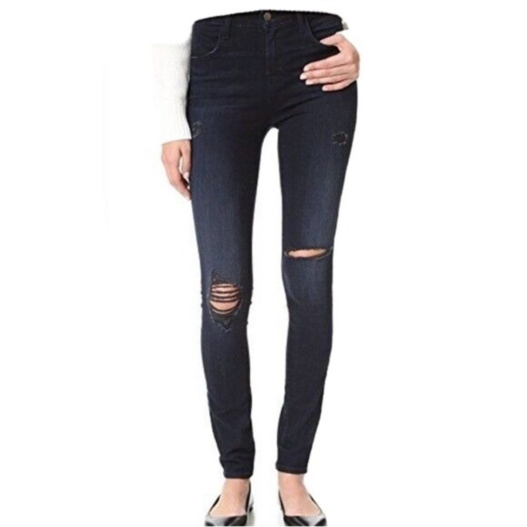 J Brand Women's Maria High-rise Skinny Jean In Destructed Sanctity Sz 31