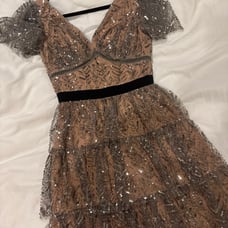 Self Portrait Leaf Sequin Mini Dress US0/UK4