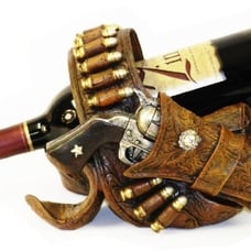 Cowboys Six Shooter Gun w/ Holster Wine Bottle Holder 9 Bottle Holder Old WesT