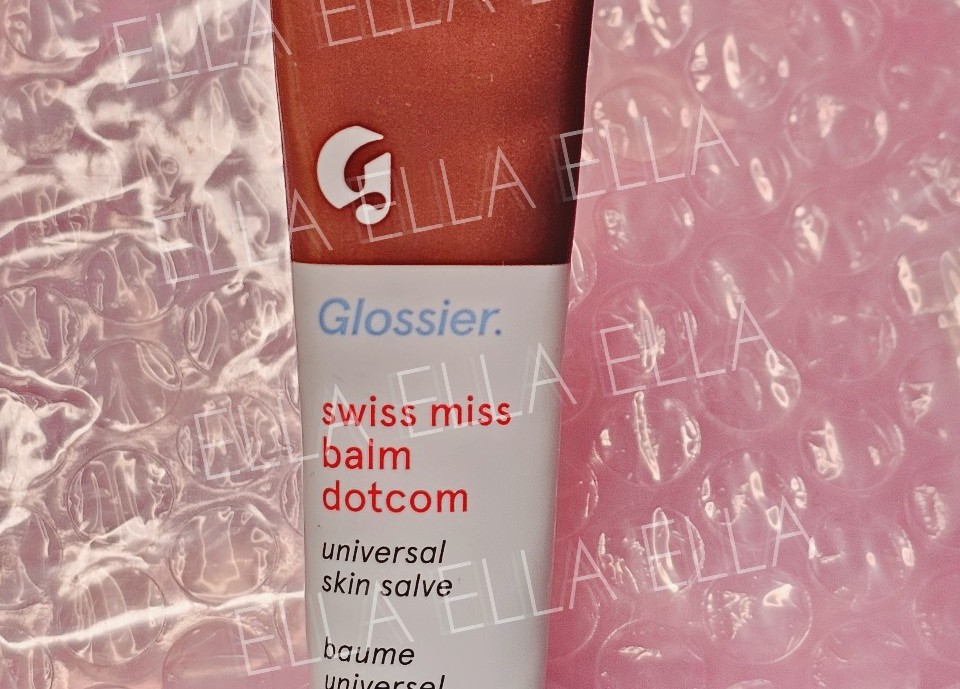 Glossier Swiss Miss Balm dotcom pink bubble bag included gloss chocolate dot com