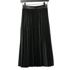 Jason Wu Pleated Black Faux Leather Midi Skirt Lined Stunning Versatile Size 0