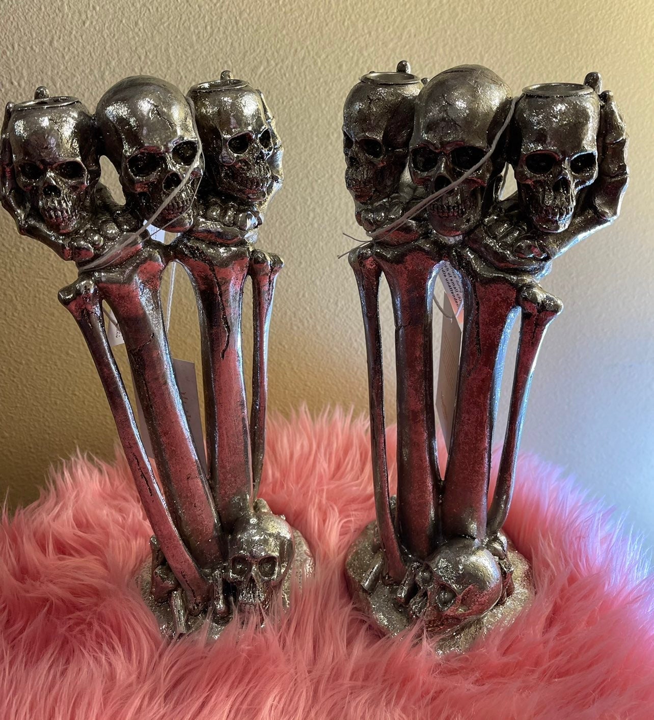 Skeleton candle holder / set of two