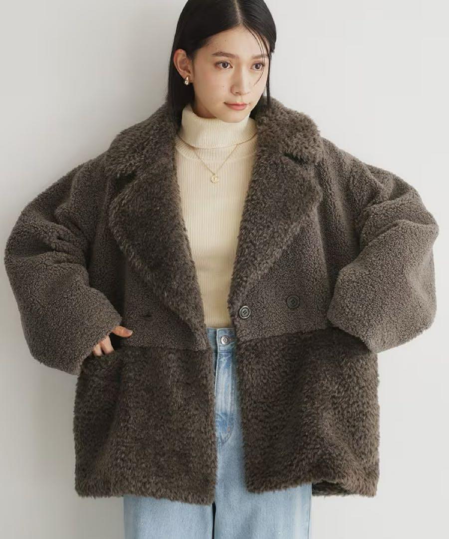 THE SHOP TK (Women) Mashmallow Boa Material Switching P Coat