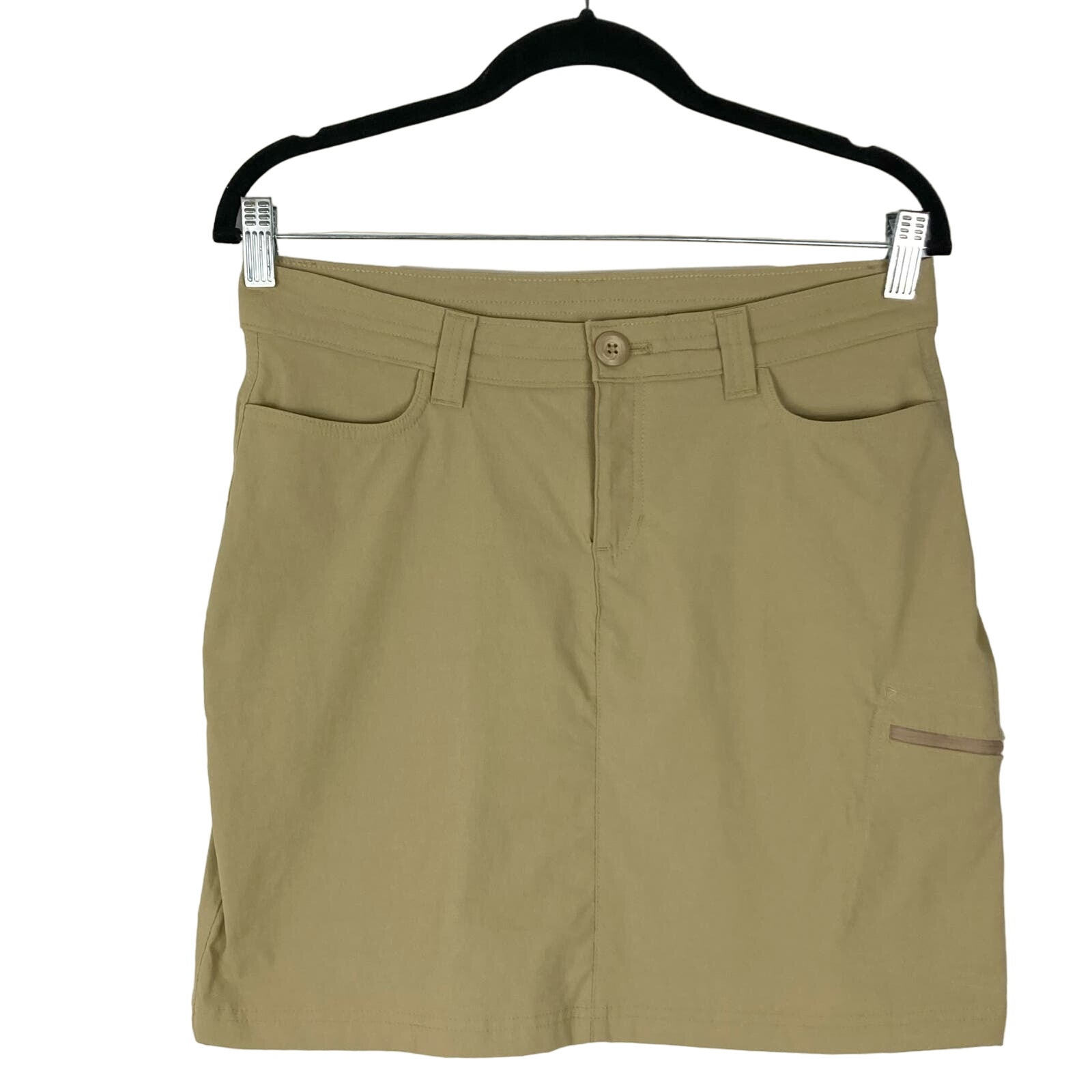 NWOT EDDIE BAUER Skirt Skort 4 Tan Stretch Knee Zip Pocket