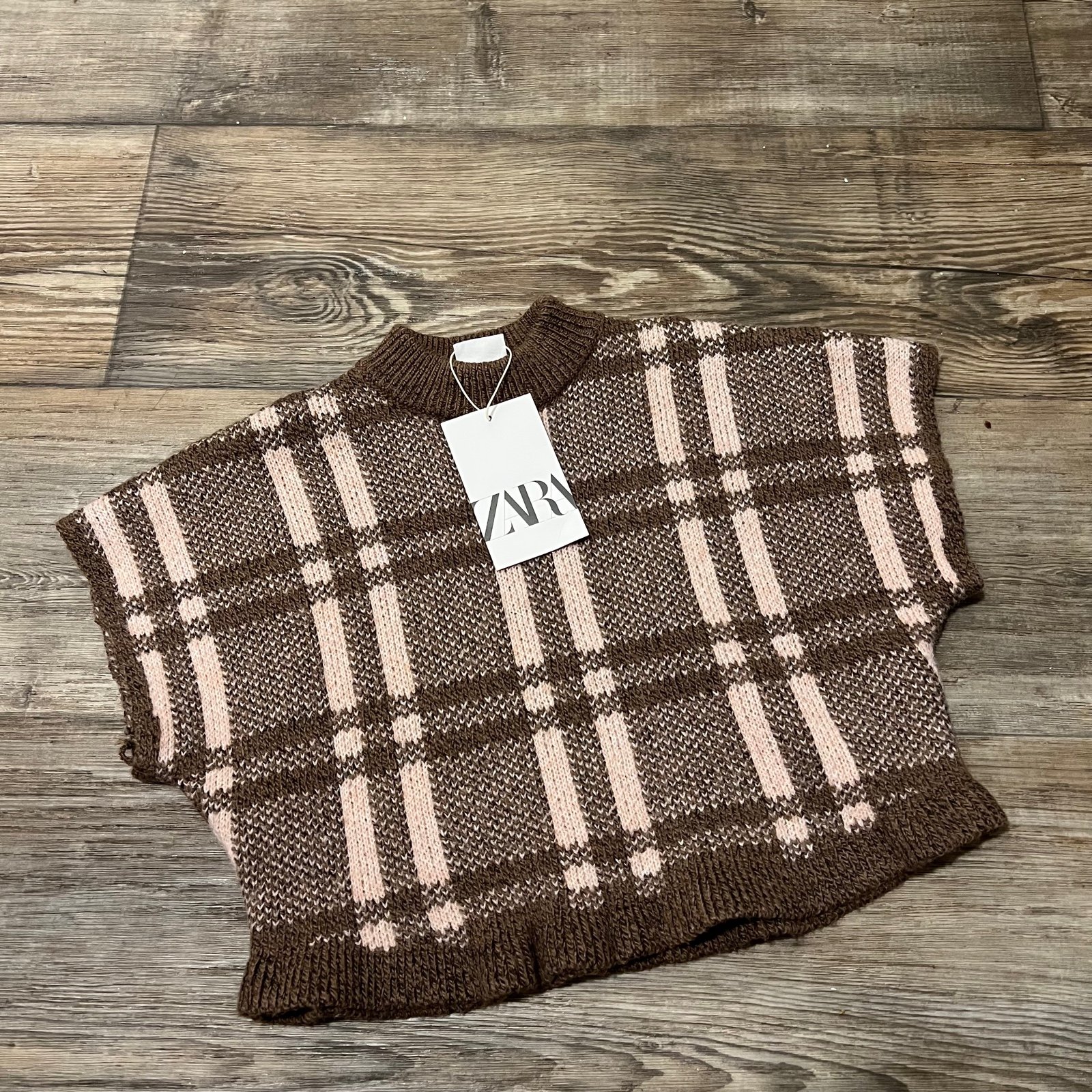 ZARA toddler knit plaid poncho