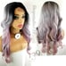 Gray pink ombre lace part Body wave wig
