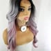 Gray pink ombre lace part Body wave wig