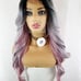 Gray pink ombre lace part Body wave wig