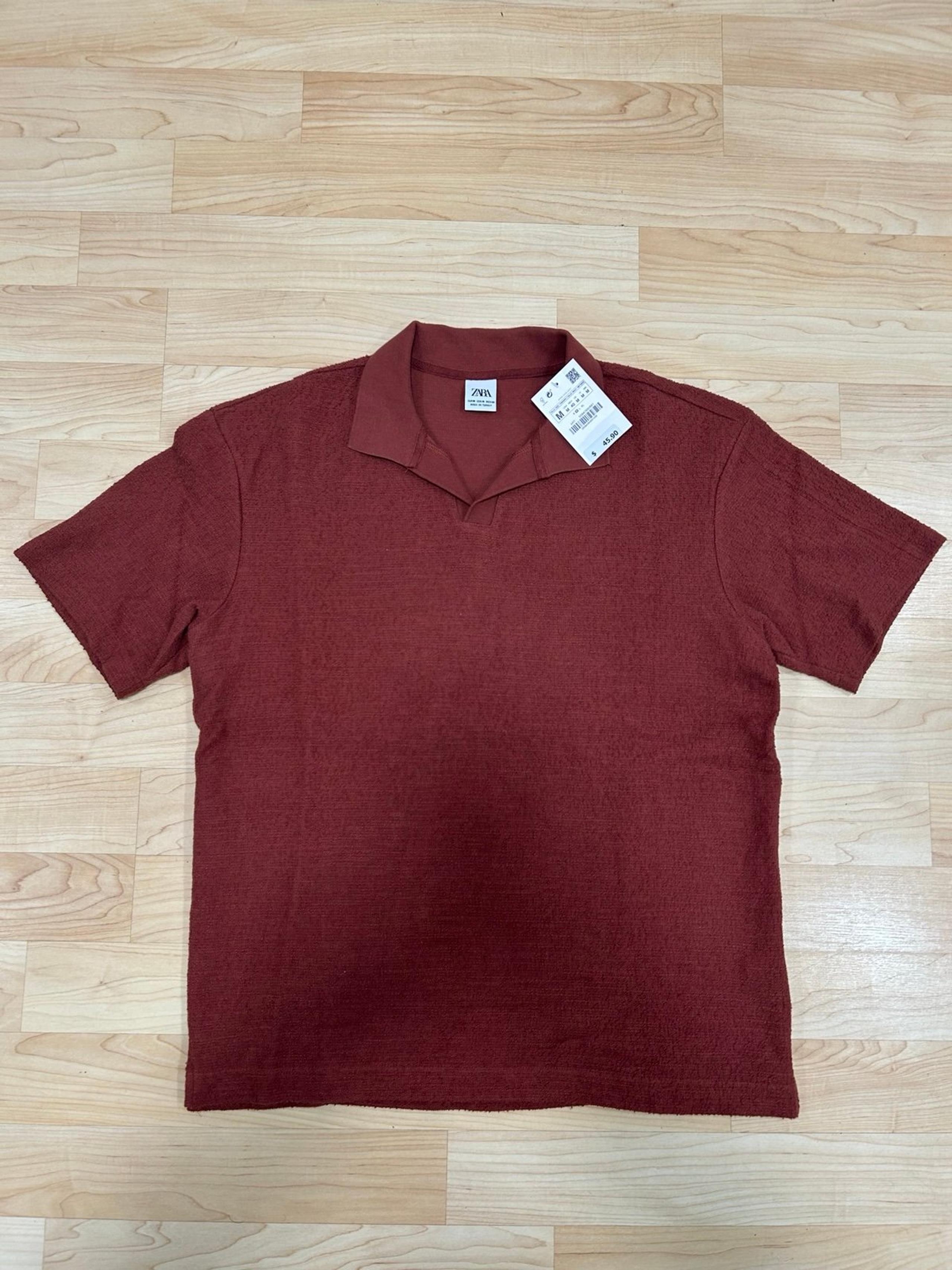Zara men polo shirt fuzzy terry
