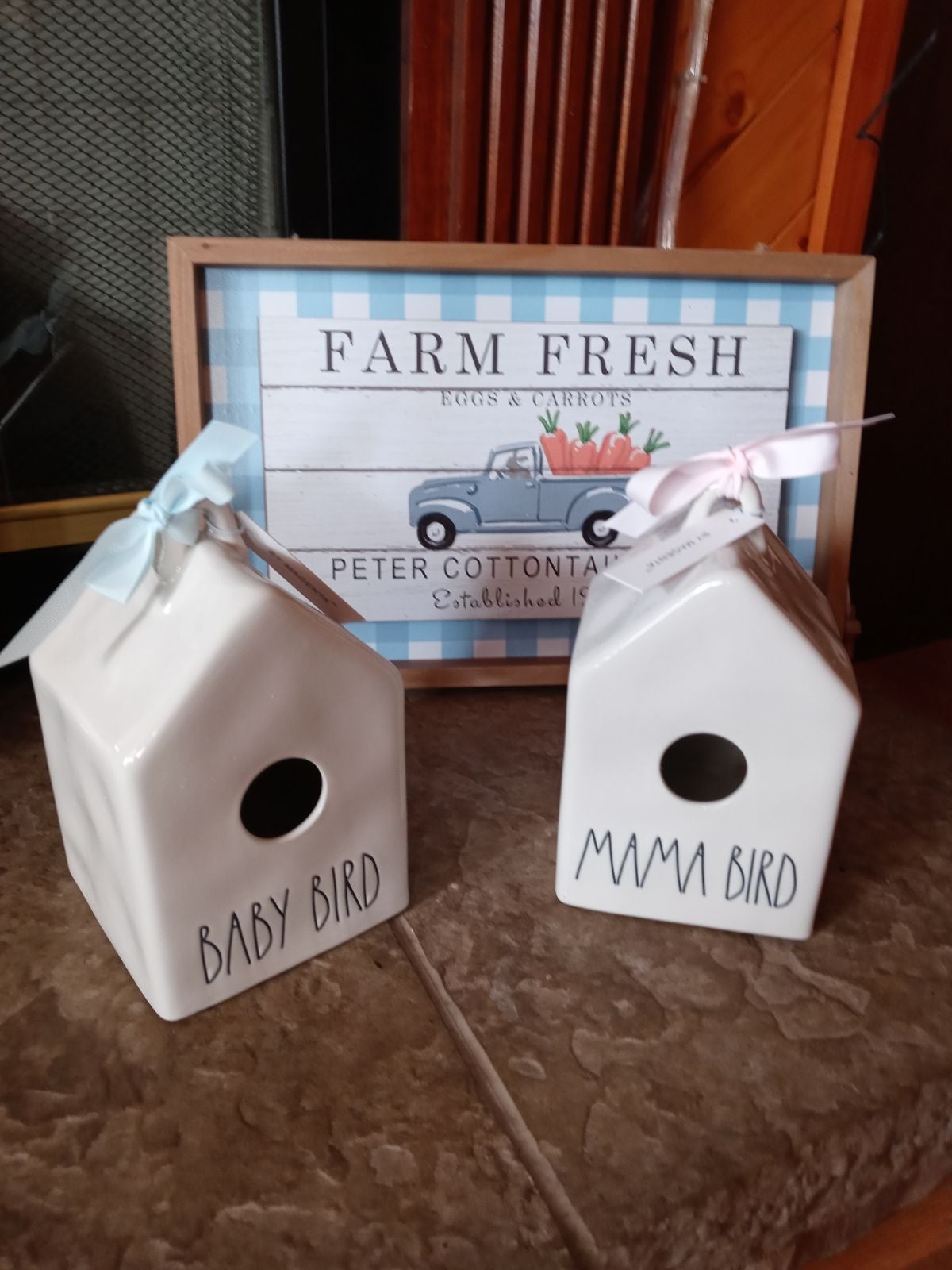 Rae dunn set of 2 birdhouses