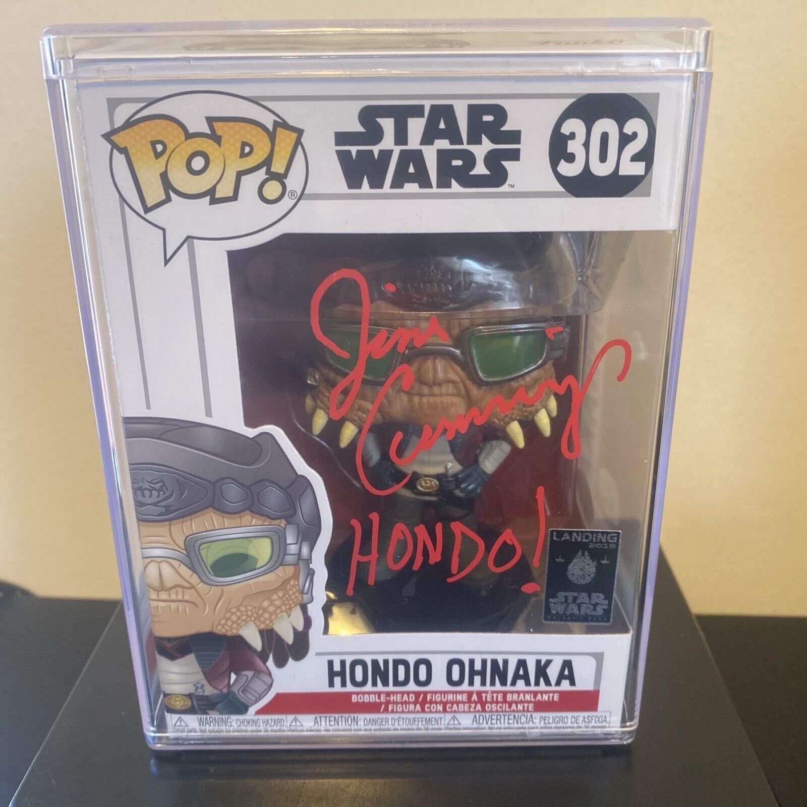 JIM CUMMINGS SIGNED HONDO OHNAKA FUNKO POP 302 GALAXYS EDGE STAR WARS JSA W/case