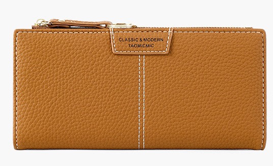 Women Lichee Pattern PU Leather Zipper Long Wallets