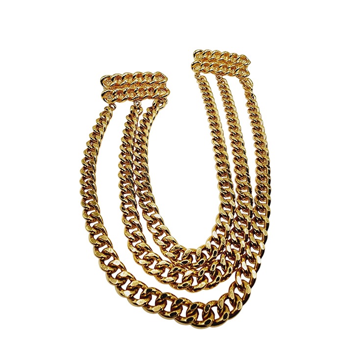 Vintage 80S Super Heavy Gold Epaulet Chain Clips (A1289)