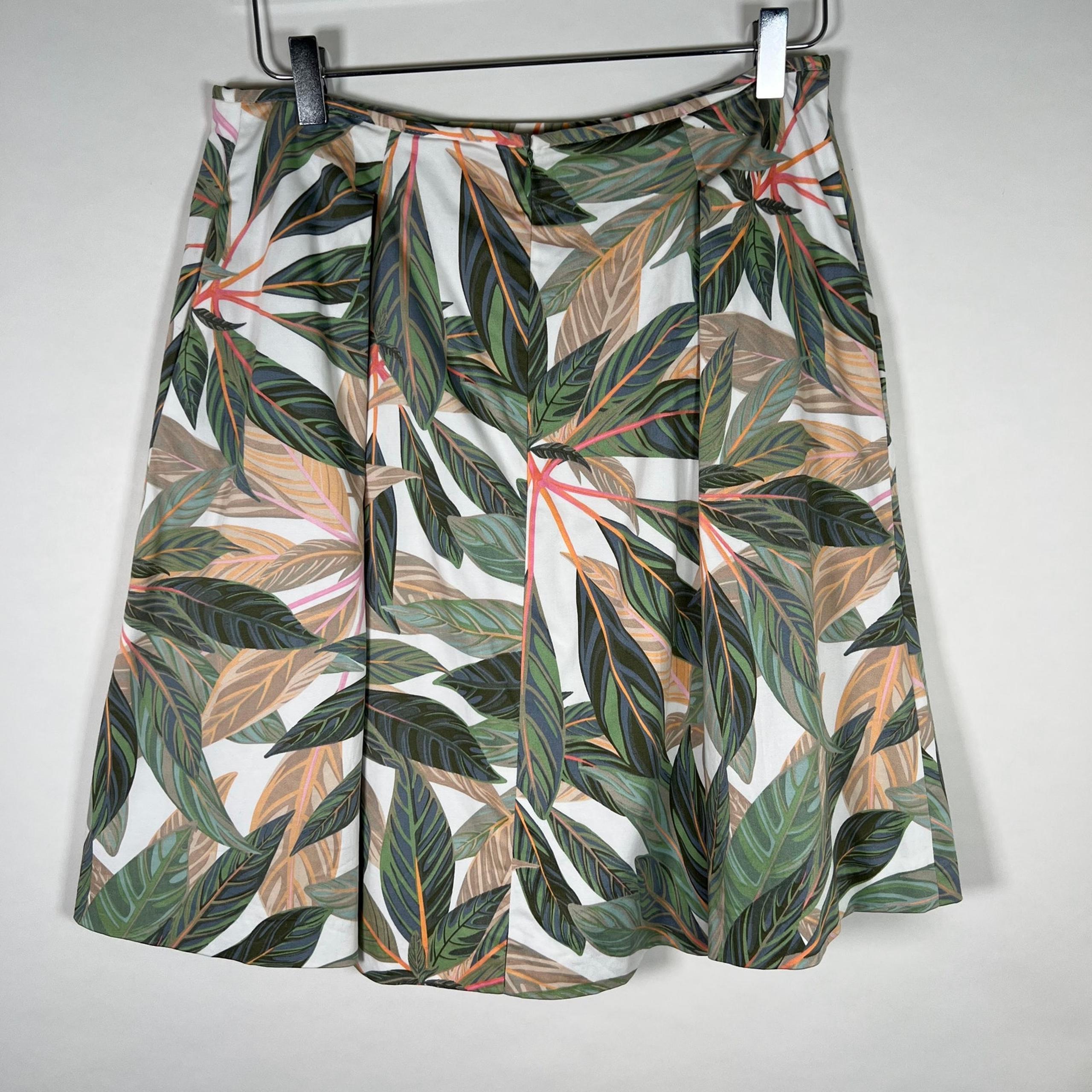Brooks Brothers Women's Mini Skirt Sz 6 Pleated Flared Stretch Tropical Preppy