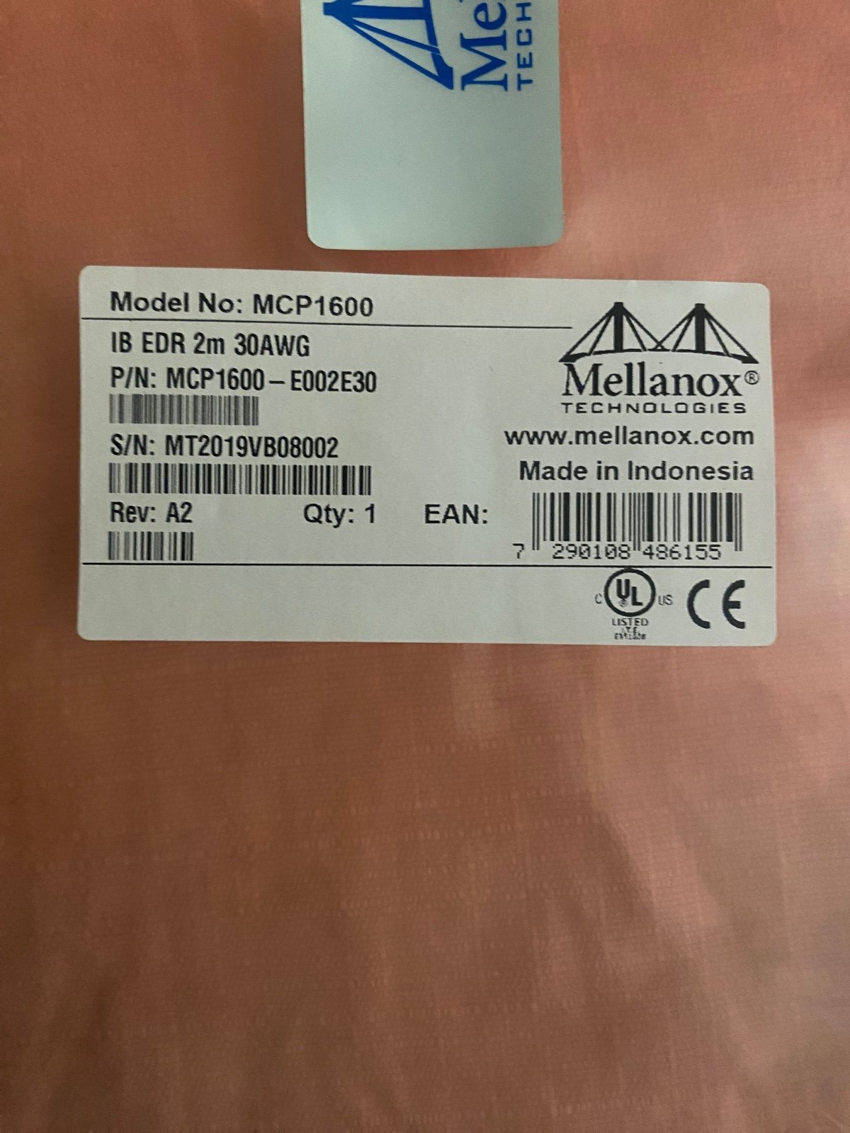 Mellanox Technologies MCP1600-C00BE30N .75m Black Passive Copper Cable