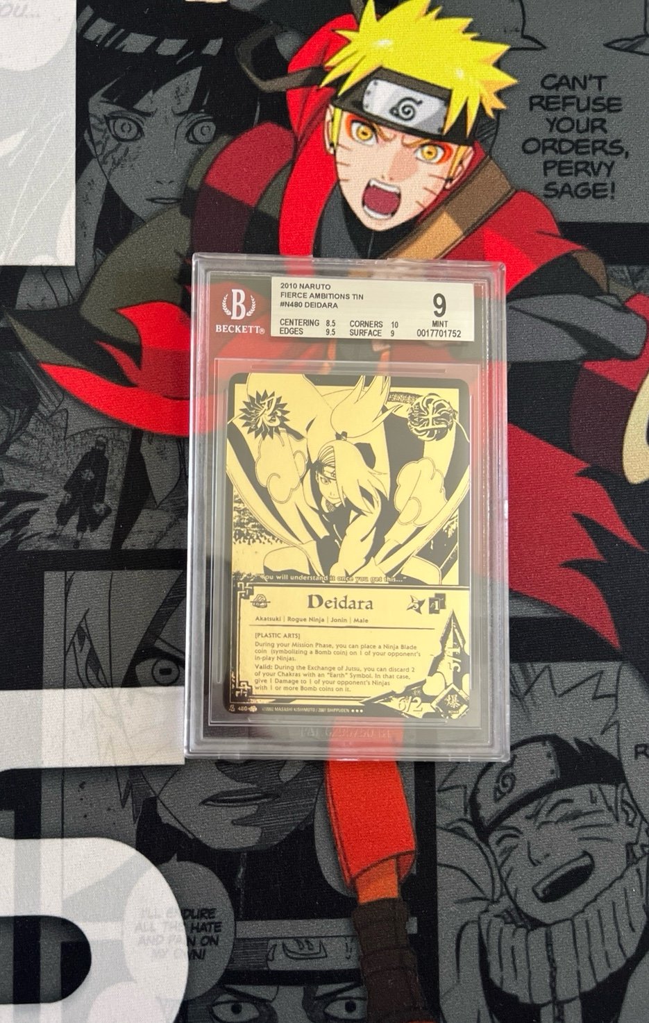 Bandai Naruto CCG 2010 N-480 Deidara Black & Gold SR Fierce Ambitions Tin BGS 9