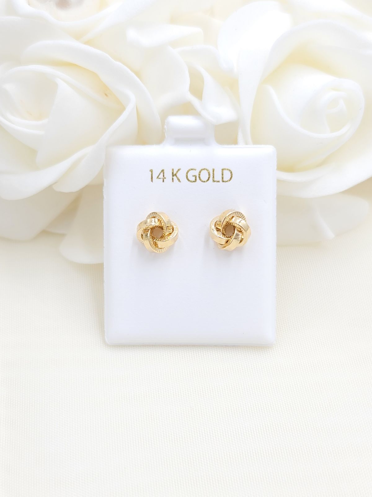 Elegant solid 14k gold diamond cut Big Knot Hoop earrings