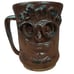 Face Mug Handmade Studio Art Brown Stoneware Pottery Eyeglasses Signed Rustic