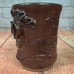 Face Mug Handmade Studio Art Brown Stoneware Pottery Eyeglasses Signed Rustic