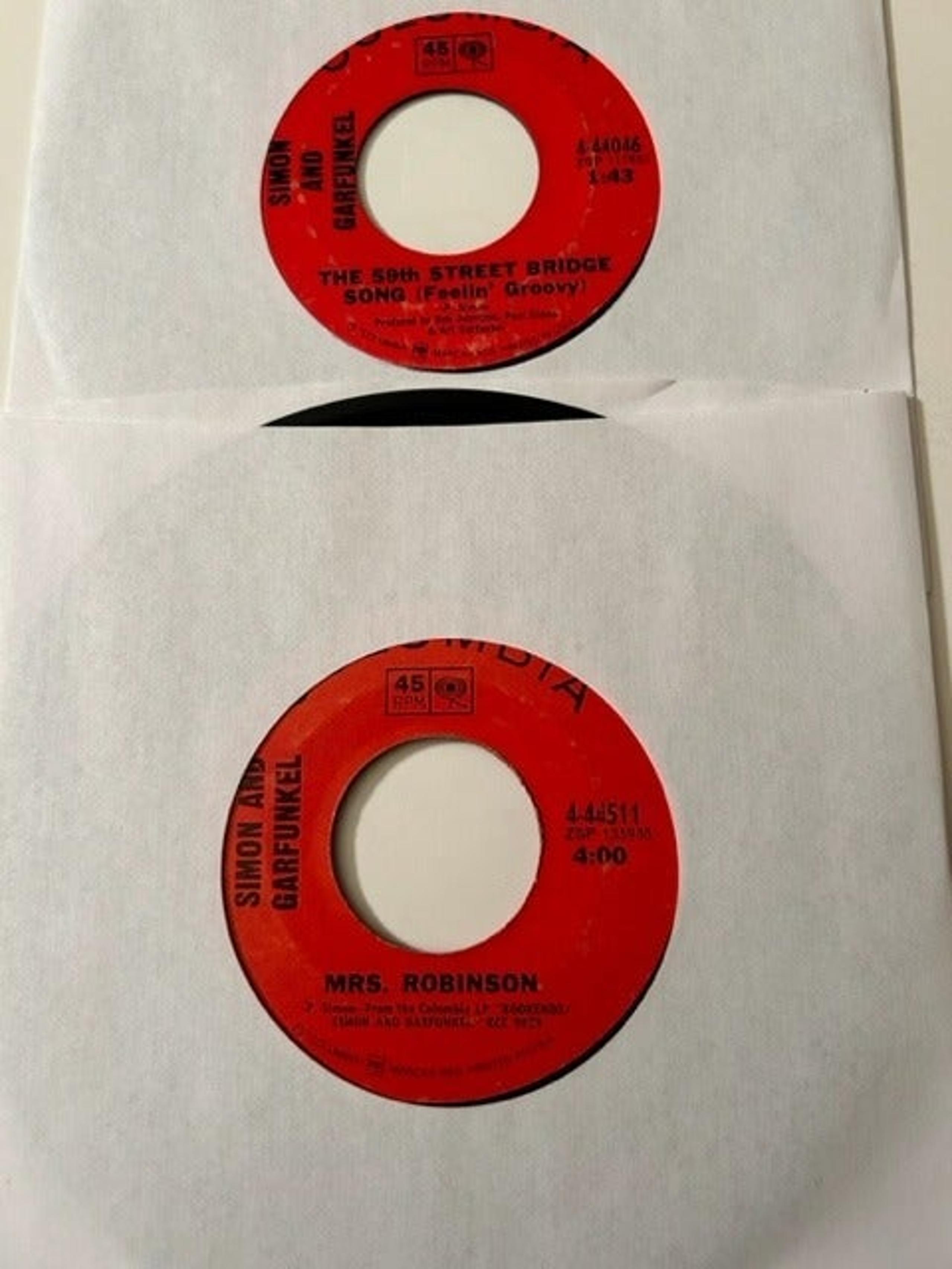 SIMON & GARFUNKEL, LOT OF 2 - 45 RPM VINYL RECORDS