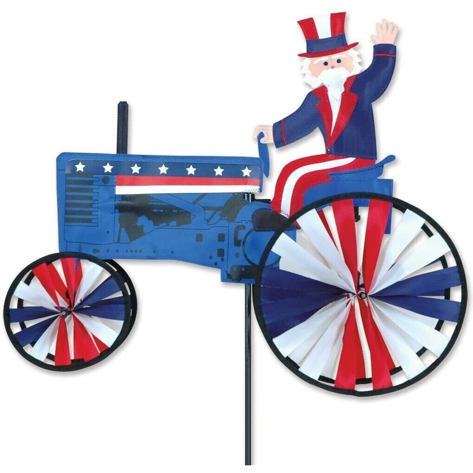 Patriotic American Flag Uncle Sam on a Tractor 21 Garden Spinner Kites Sun Tex