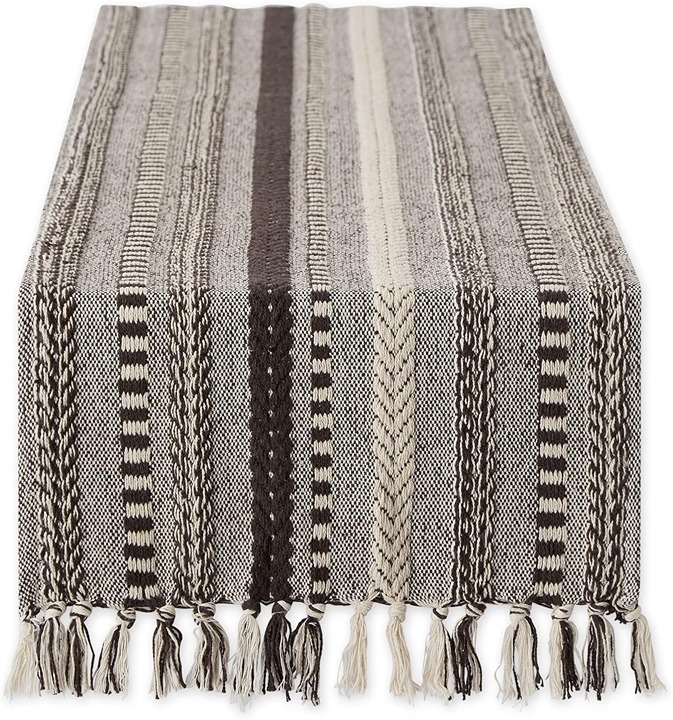 Farmhouse Braided Stripe Table Runner Collection, 15x72