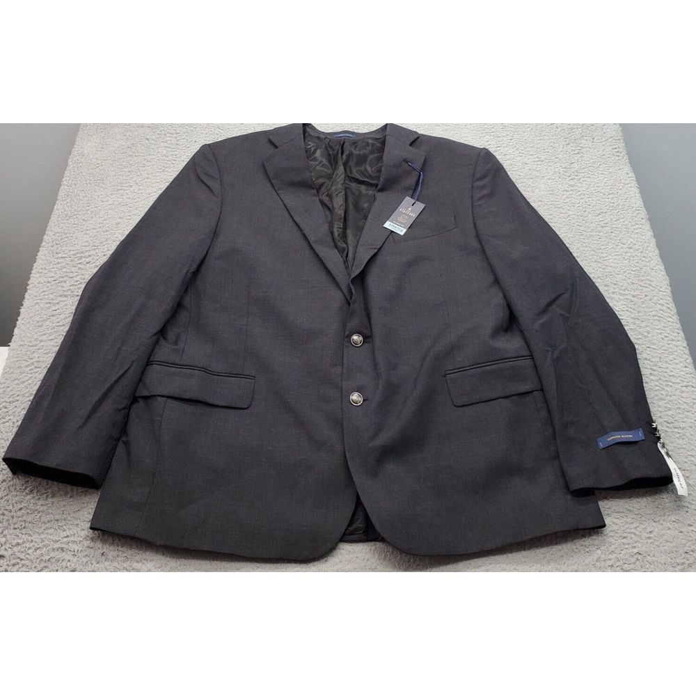 Stafford Blazer Jacket Men Medium Gray Lined Classic Fit Hopsack Single Breasted