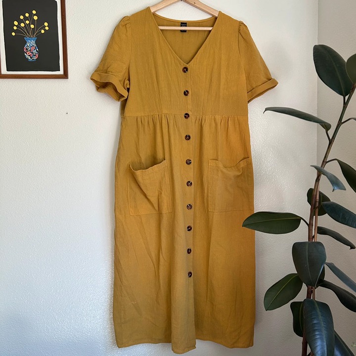 Button front midi dress