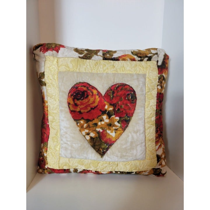 Vintage Heart Trimmed 13 Square Throw Pillow