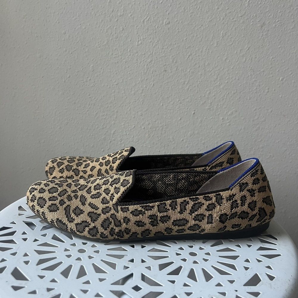 ROTHYS The Flat Size 6.5 Slip On Brown Leopard Ballet Fabric Flats