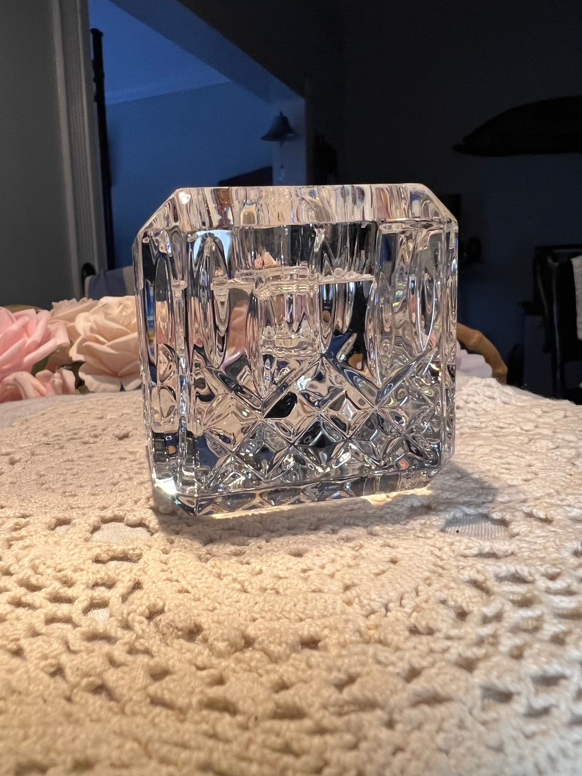 Gorgeous Waterford Crystal square votive Like New