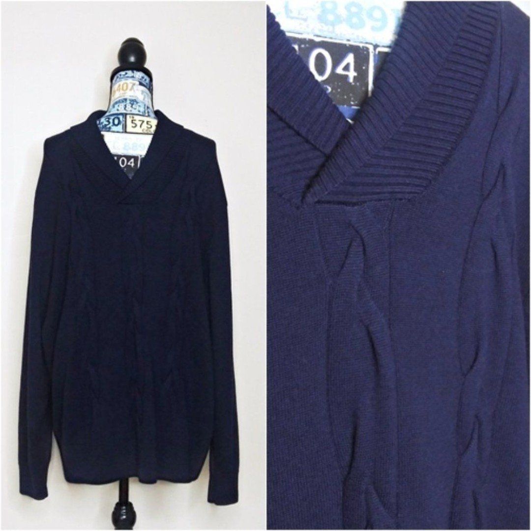 DANIEL CREMIEUX Classics Sweater Shawl Collar Cable Knit Merino Wool Sz XL NWT