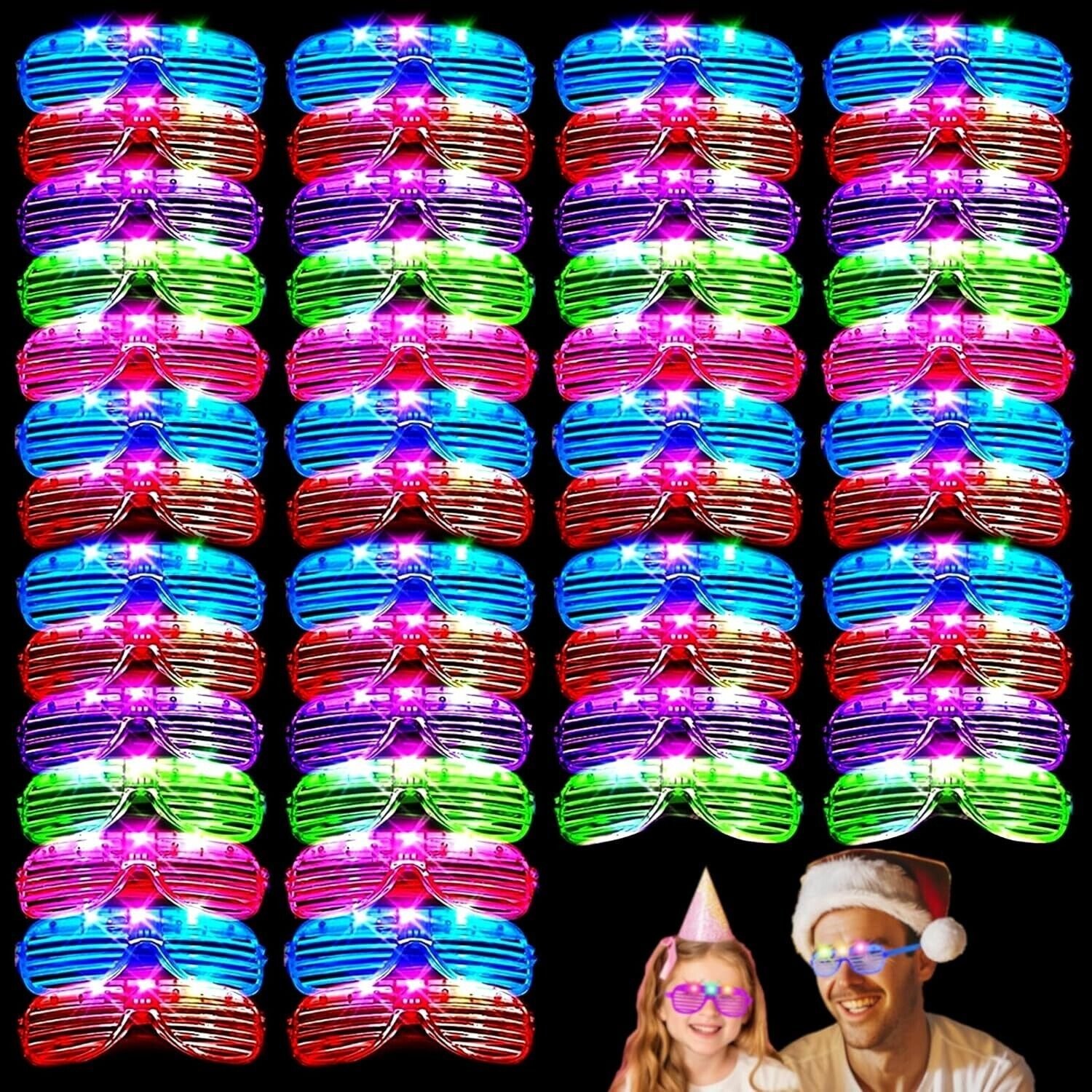 40 Pack Led Glasses,Light Up Glasses,Glow Glasses Glow In The Dark Party Supplie