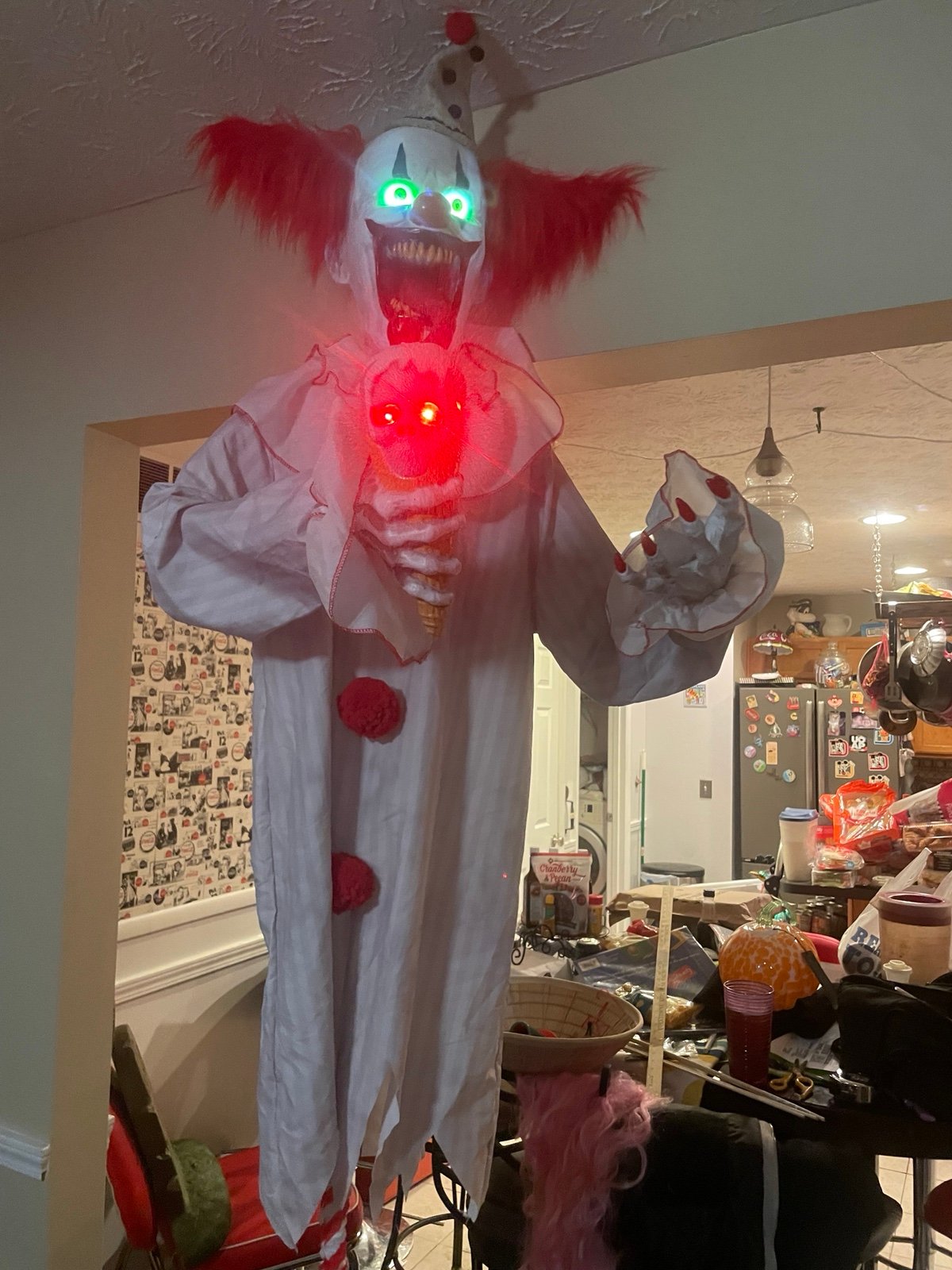 Party City 7.5’ Ice Scream Clown On Stake W/box Animated Halloween Prop