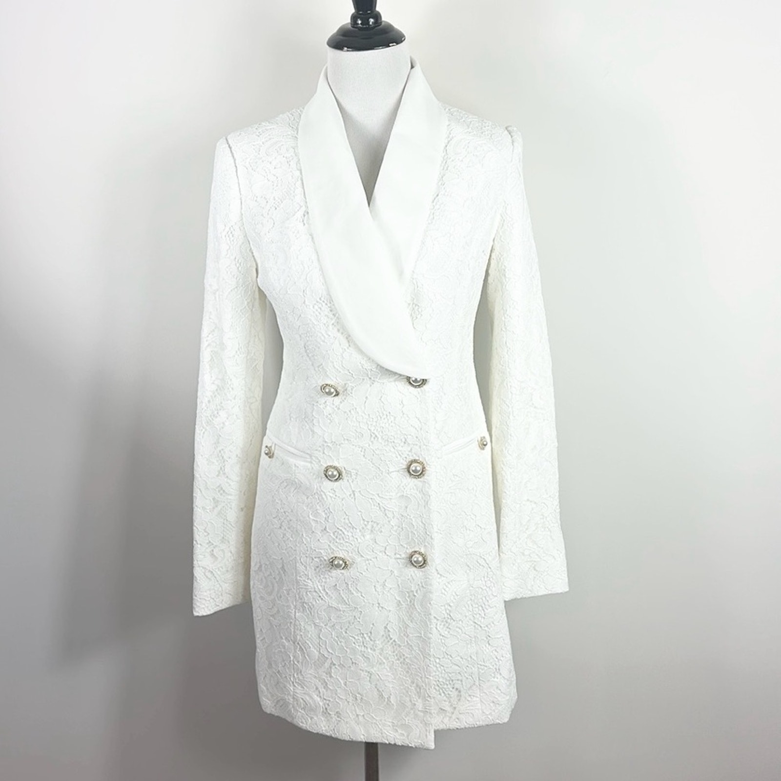 Rebecca Vallance Dress Harriet White Bridal Lace Blazer Mini