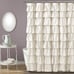Ruffle Shower Curtain | Floral Textured Vintage Chic Farmhouse Style Design
