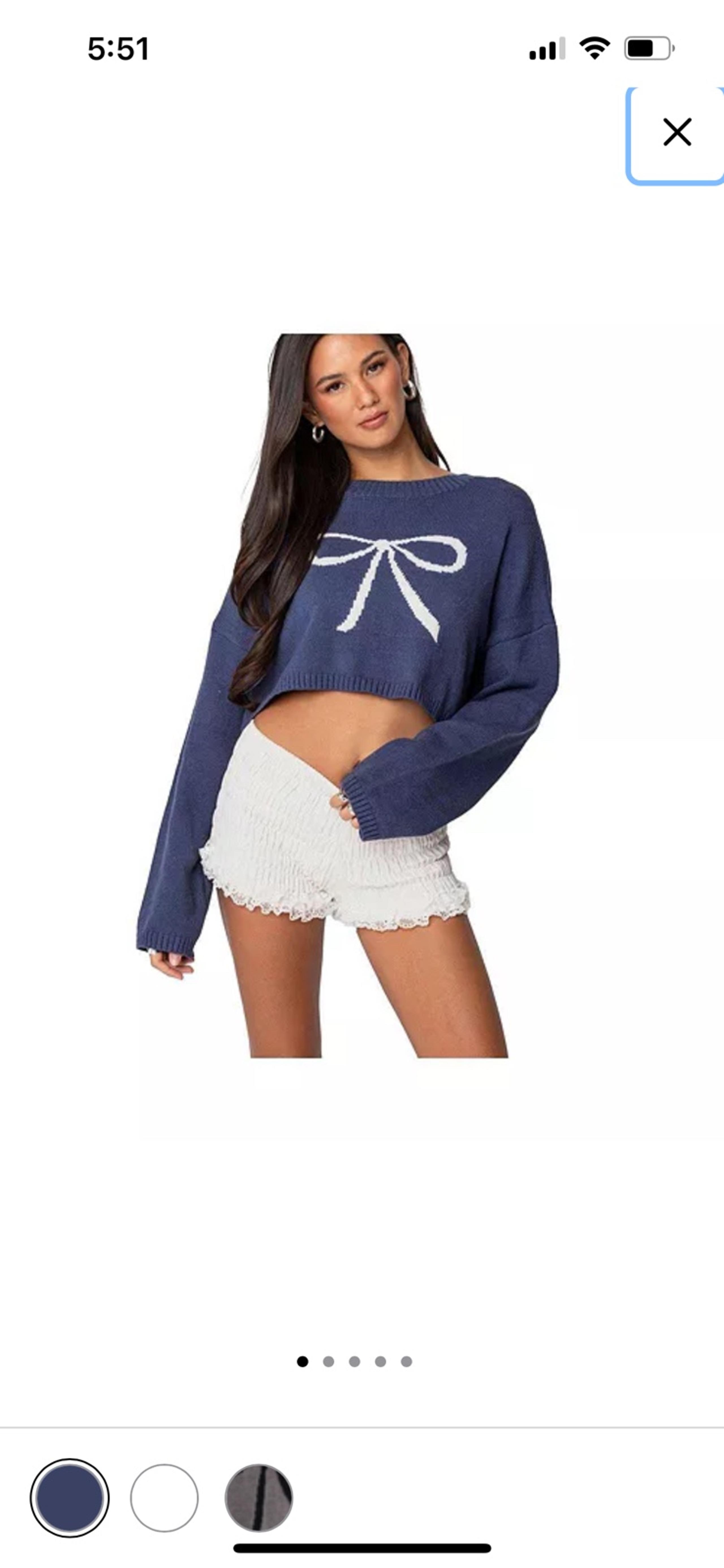 Edikted Womens Knit Bow Cropped Sweater XS/S
