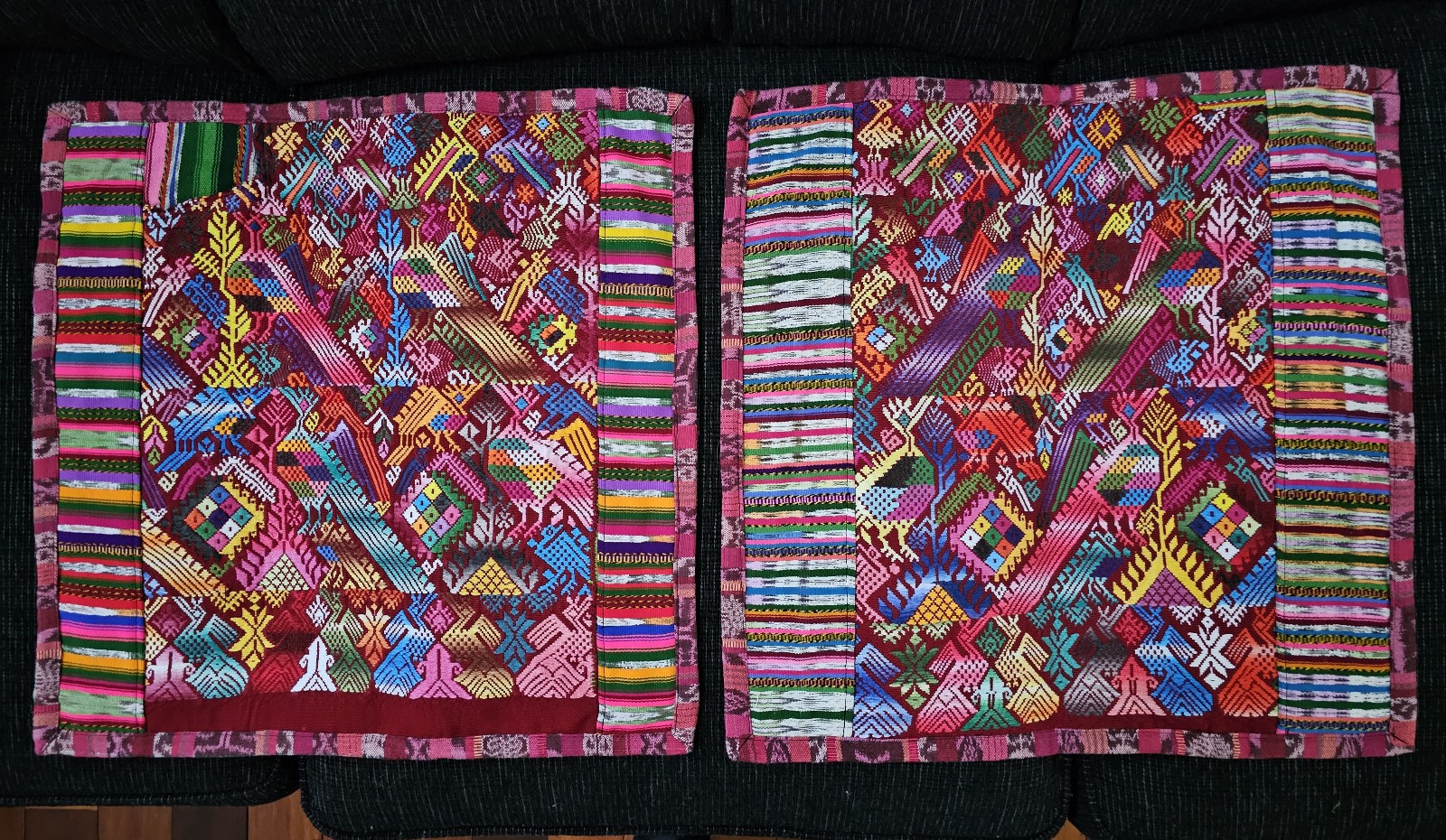 Handmade pair of Guatemalan Huipil 18×18 inch throw pillow covers !