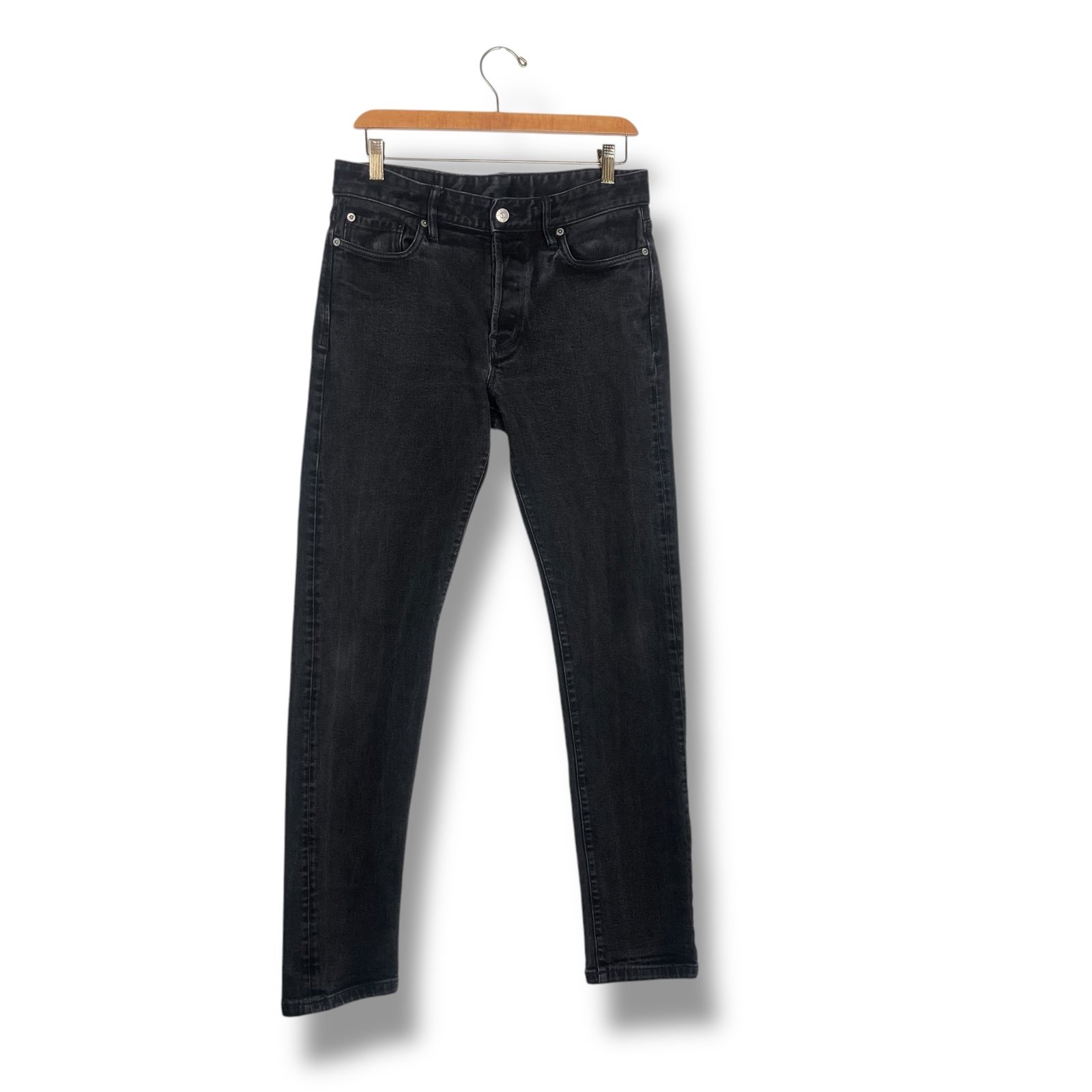 BUCK MASON Jeans Maverick Slim Double Dipped 30 x 32 Button Fly Black Denim