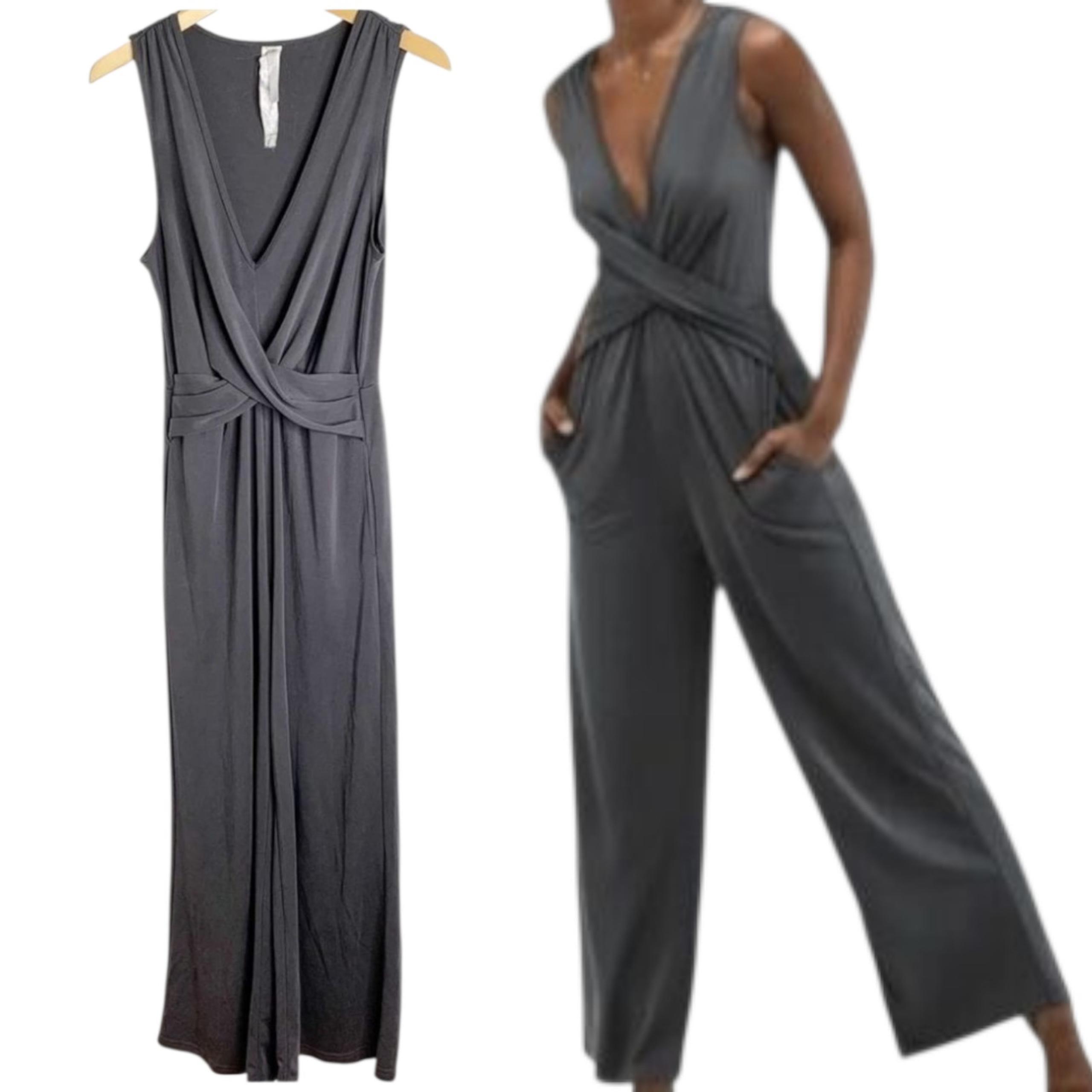 Fabletics | Cristyn Gray Wide Leg Twist Front Jumpsuit Size Small