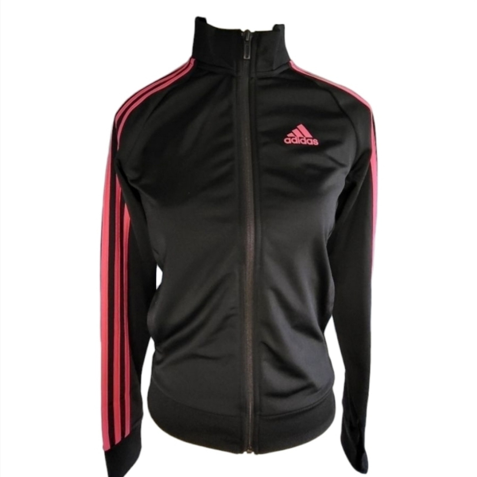 Adidas Slim Fit Tricot 3-Stripes Track Top Black/Magenta Women's XSmall, NWT