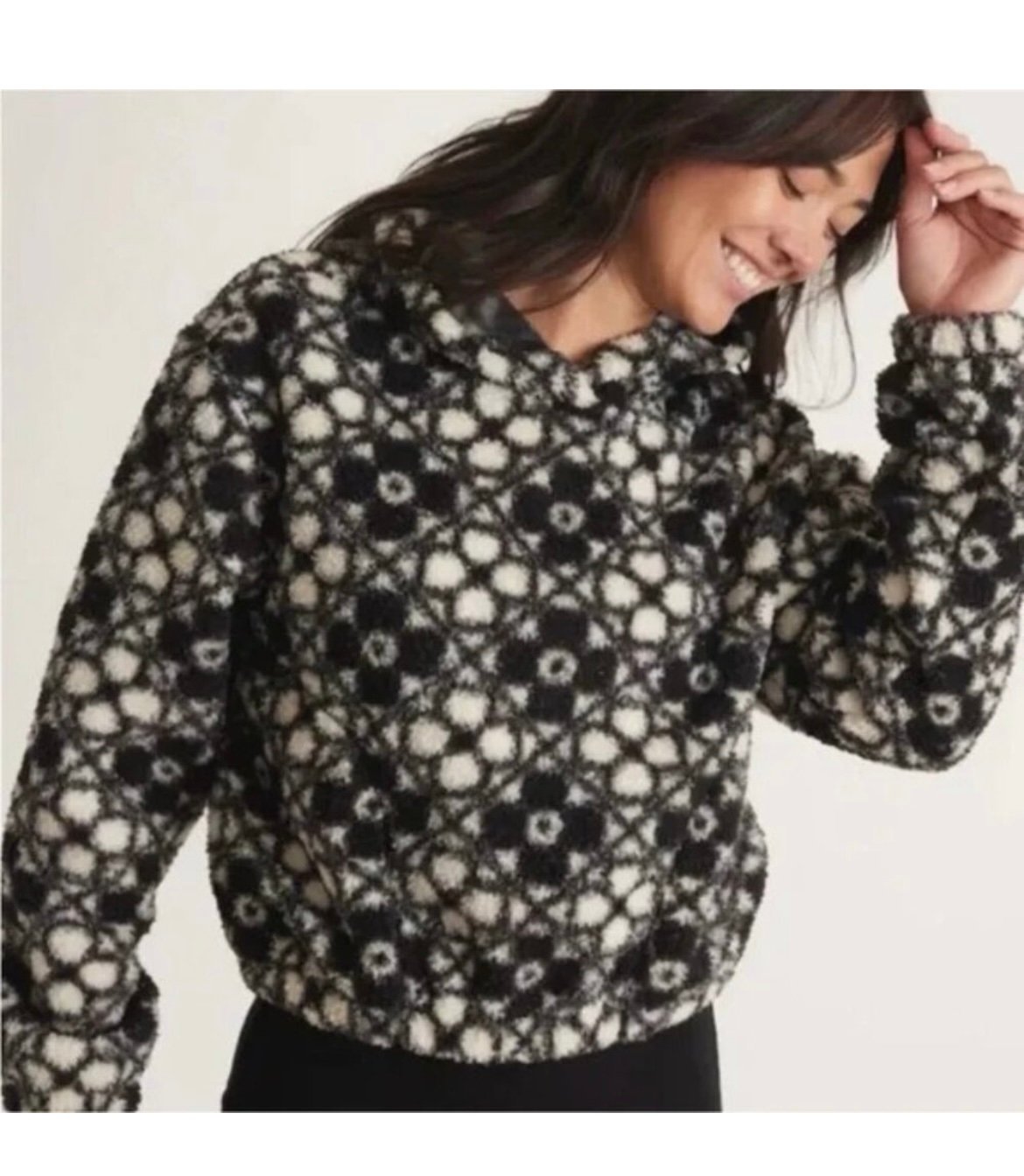 Marine Layer laid back Sherpa hoodie flowers medium