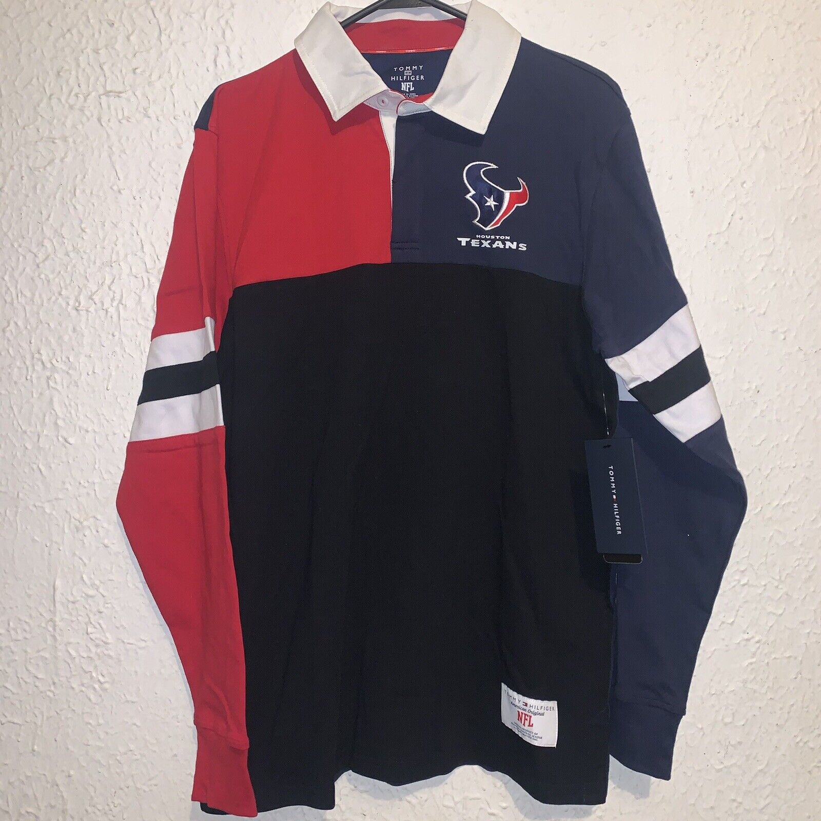 Tommy Hilfiger Houston Texans NFL Football Rugby Long Sleeve Shirt M NWT