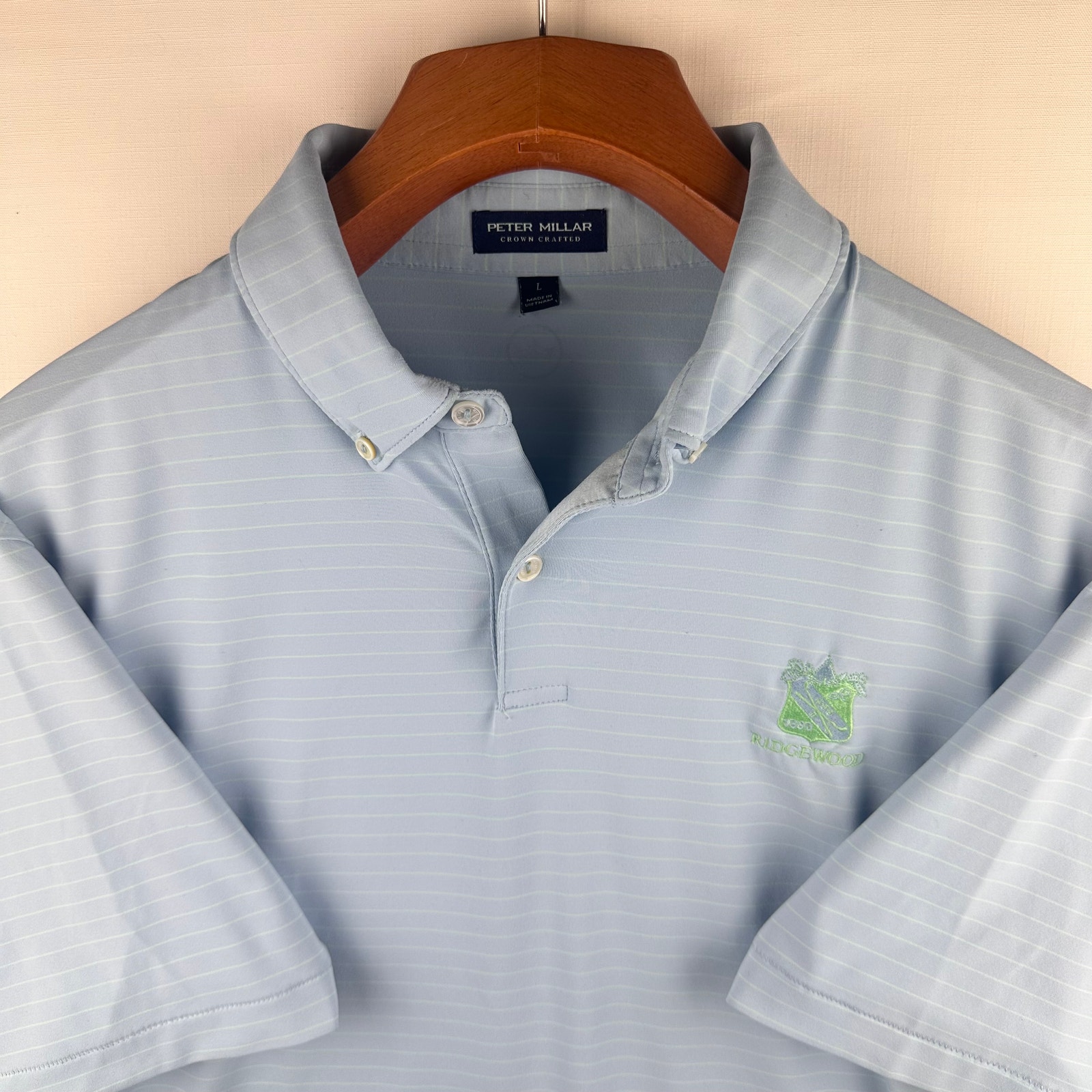 Peter Millar Crown Crafted Men's Size L Polo Golf Shirt Casual Collared Short